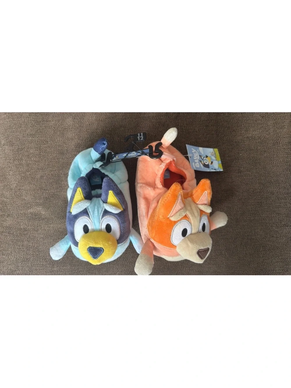 Kids Plush Animal Slippers - Orange and Light Blue